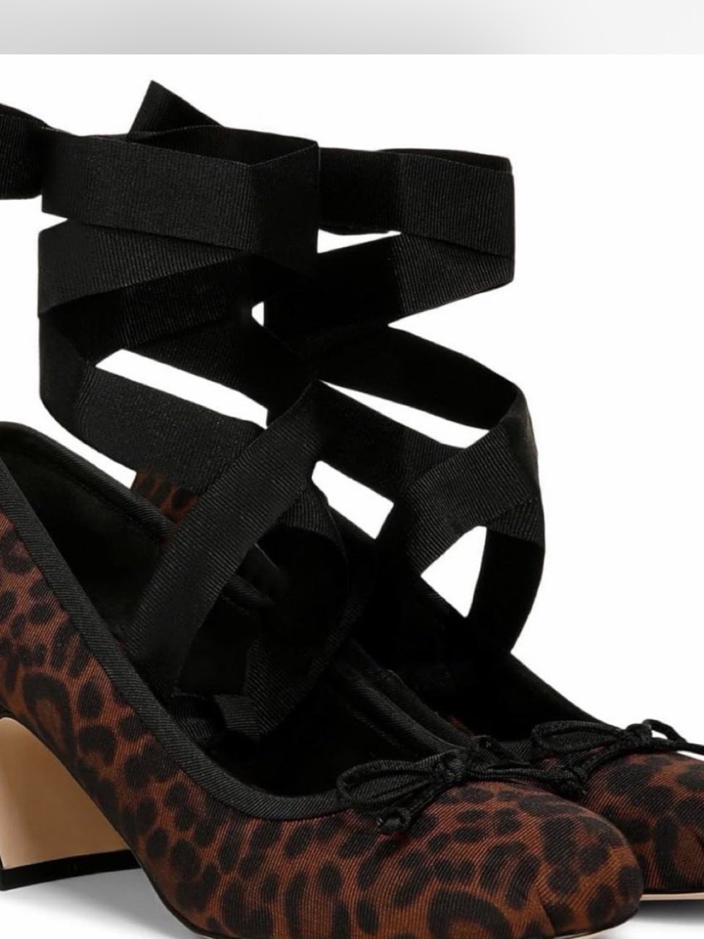 Sam Edelman Brown Leopard Ankle-Tie Ballet Heels
